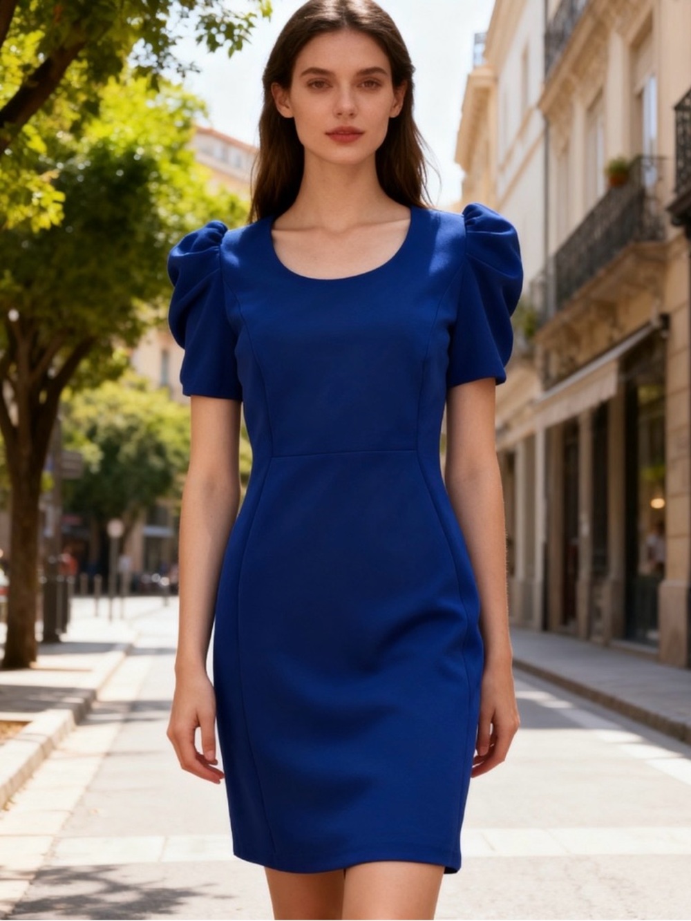 Calvin Klein Elegant Blue Puff Sleeve Dress size 10